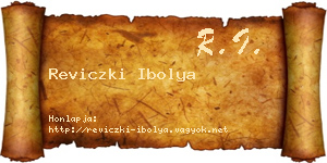 Reviczki Ibolya névjegykártya